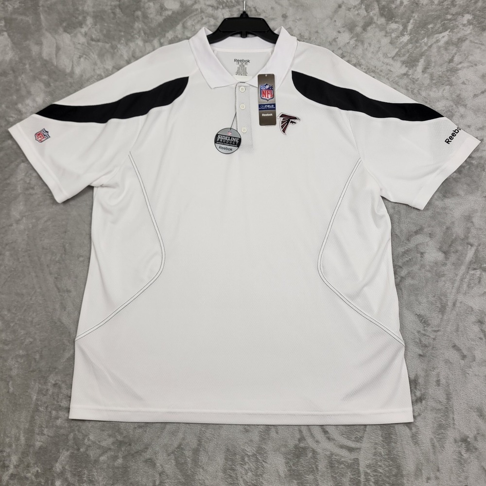 Atlanta Falcons NFL Reebok Football Polo Shirt Mens 2XL White Short Sleeve (NWT)